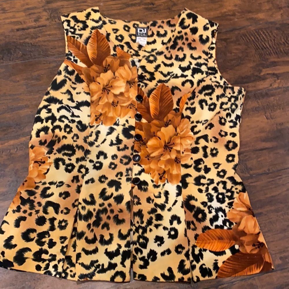vtg dj & co cheetah leopard print tank top vtg size 16 please check measurements